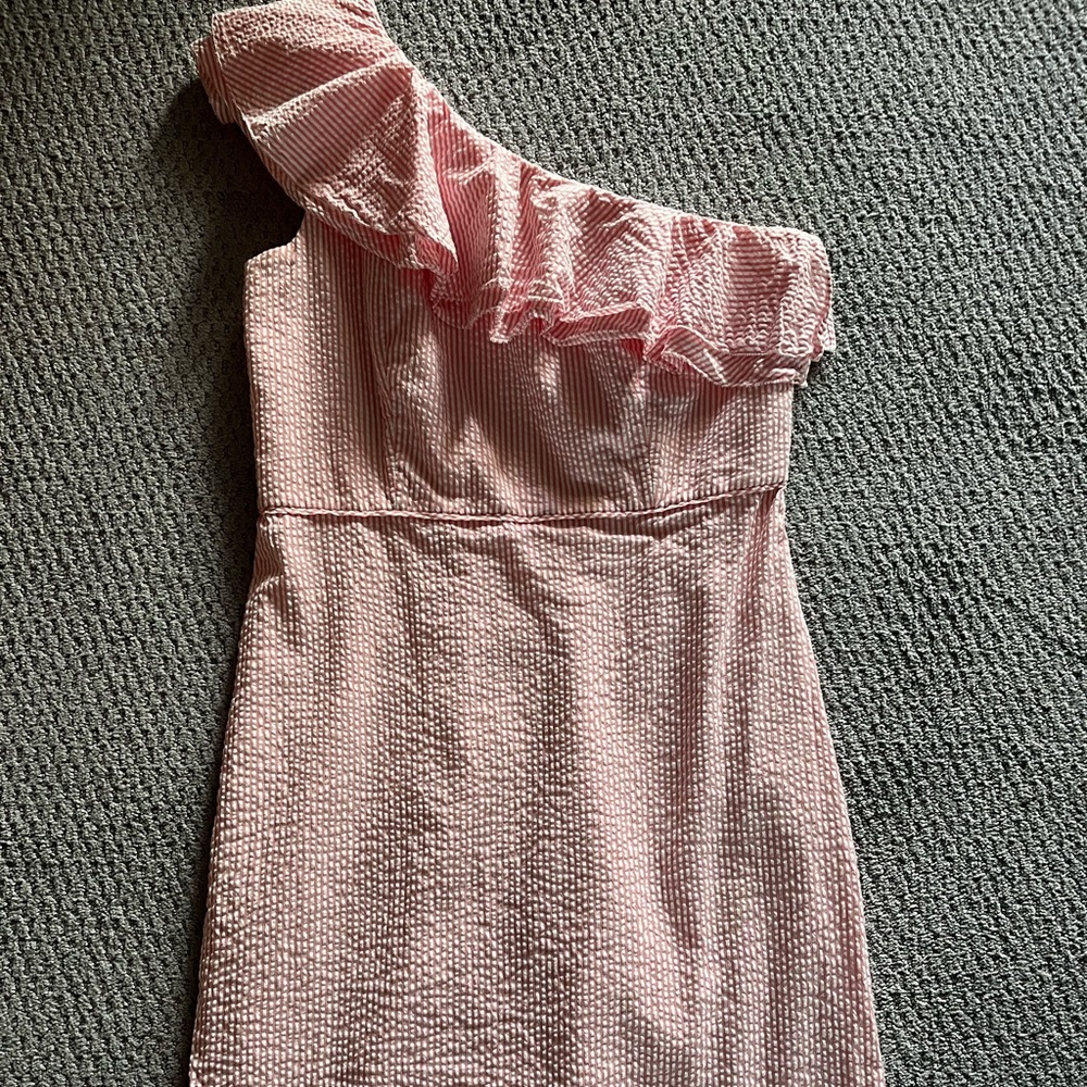 J. Crew seersucker dress.